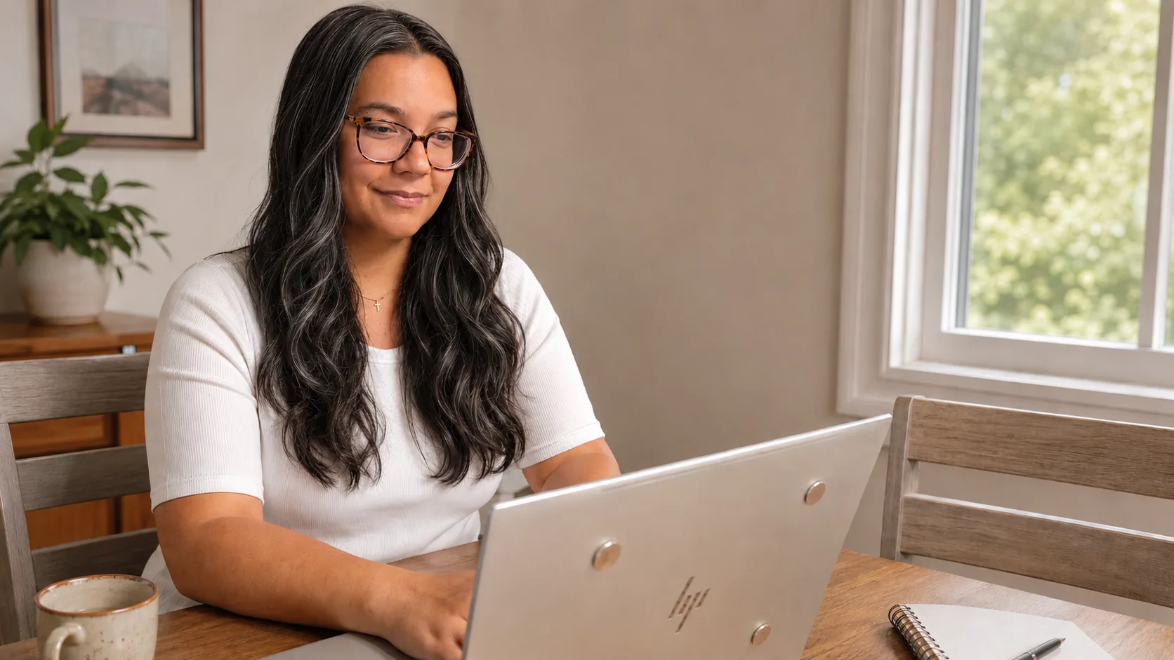 Cacie Carganilla working at her laptop